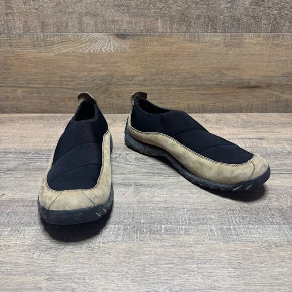 Simple Vintage Tan Leather Trimmed Slip On Shoes Women's Size 10 - Picture 7 of 8